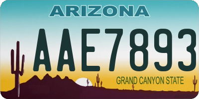 AZ license plate AAE7893