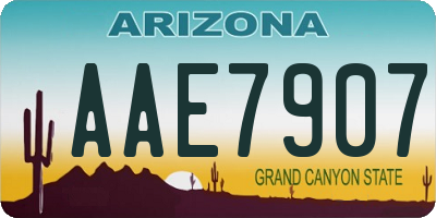 AZ license plate AAE7907