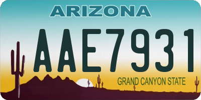 AZ license plate AAE7931