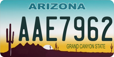 AZ license plate AAE7962
