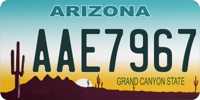 AZ license plate AAE7967