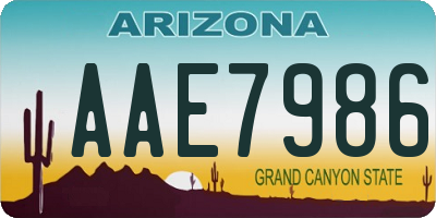 AZ license plate AAE7986