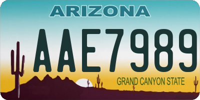 AZ license plate AAE7989