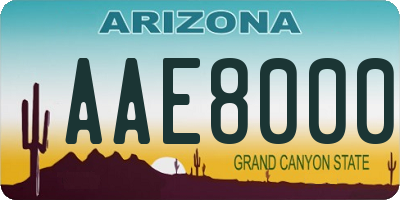 AZ license plate AAE8000