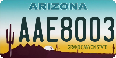 AZ license plate AAE8003