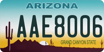 AZ license plate AAE8006