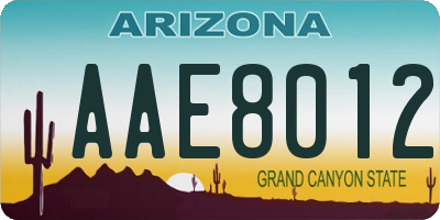 AZ license plate AAE8012
