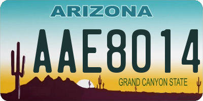 AZ license plate AAE8014