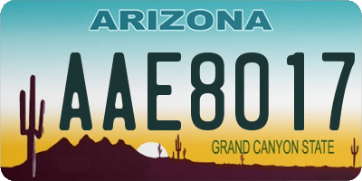 AZ license plate AAE8017
