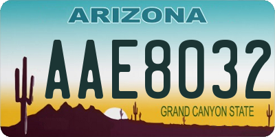 AZ license plate AAE8032