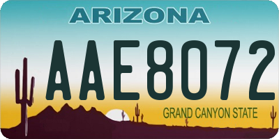 AZ license plate AAE8072