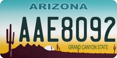 AZ license plate AAE8092