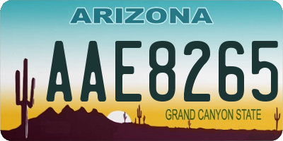 AZ license plate AAE8265