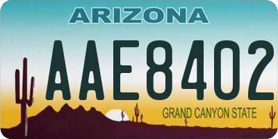 AZ license plate AAE8402