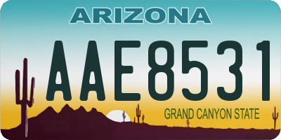AZ license plate AAE8531