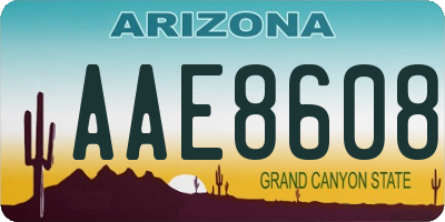 AZ license plate AAE8608