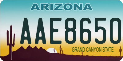 AZ license plate AAE8650