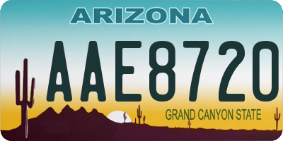AZ license plate AAE8720