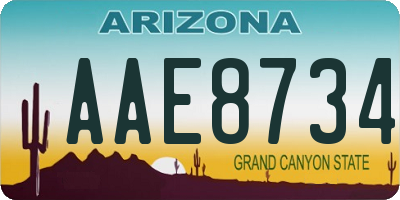 AZ license plate AAE8734