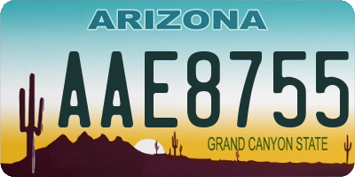 AZ license plate AAE8755