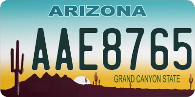 AZ license plate AAE8765