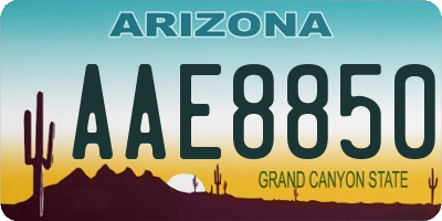 AZ license plate AAE8850