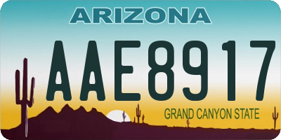 AZ license plate AAE8917
