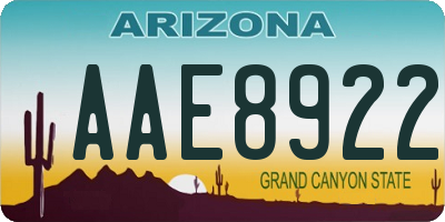 AZ license plate AAE8922