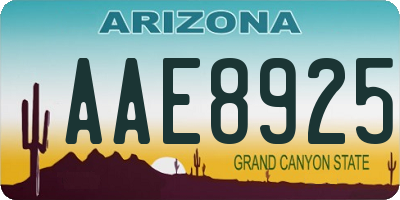 AZ license plate AAE8925