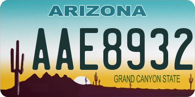 AZ license plate AAE8932