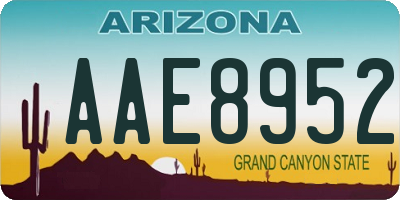 AZ license plate AAE8952
