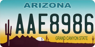 AZ license plate AAE8986