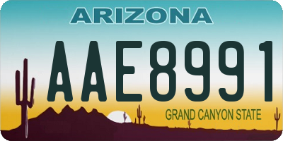 AZ license plate AAE8991