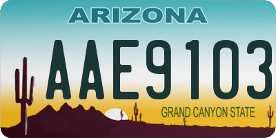 AZ license plate AAE9103