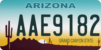 AZ license plate AAE9182