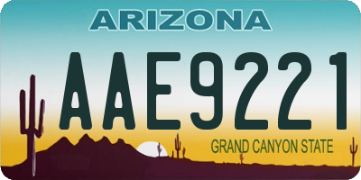 AZ license plate AAE9221