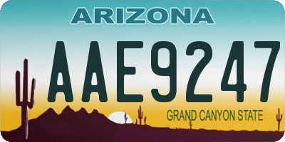AZ license plate AAE9247