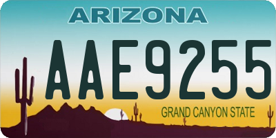 AZ license plate AAE9255