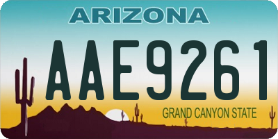 AZ license plate AAE9261
