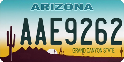 AZ license plate AAE9262