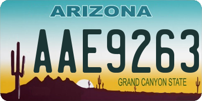 AZ license plate AAE9263