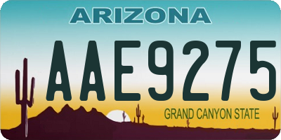 AZ license plate AAE9275