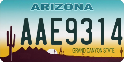 AZ license plate AAE9314