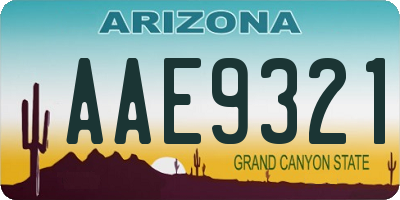 AZ license plate AAE9321