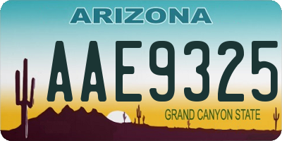 AZ license plate AAE9325