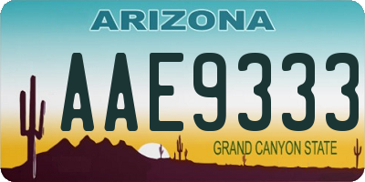 AZ license plate AAE9333
