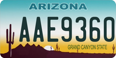 AZ license plate AAE9360