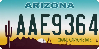 AZ license plate AAE9364