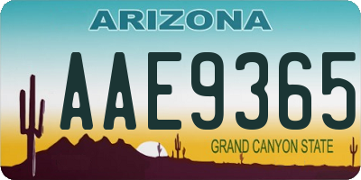 AZ license plate AAE9365