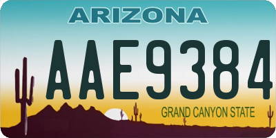AZ license plate AAE9384